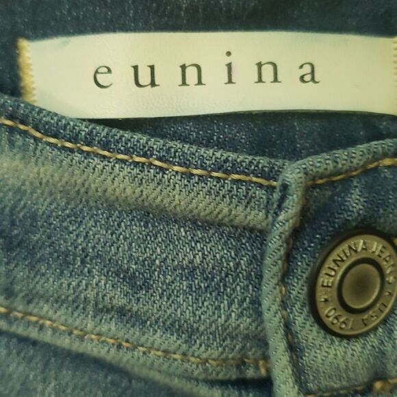 Eunina Jeans Women sz 11 High Rise Wide Leg Crop Blue Dawn - Picture 2 of 5